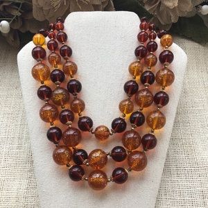 Vintage Faux Amber Bib Necklace